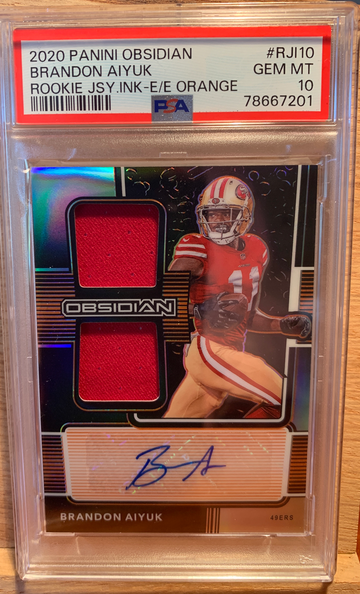 2020 Obsidian Brandon Aiyuk Rookie Jersey Ink E/E Orange! PSA 10 Gem Mint