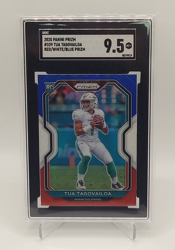2020 Panini Prizm Red, White, & Blue Prizm Tua Tagovailoa RC #339 SGC 9.5 