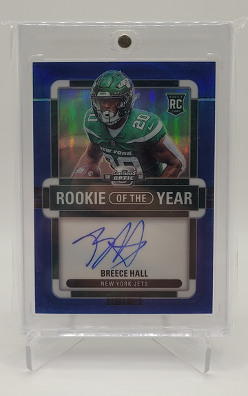 2022 Panini Contenders Rookie of the Year Blue Prizm Breece Hall #ROY-BH /60