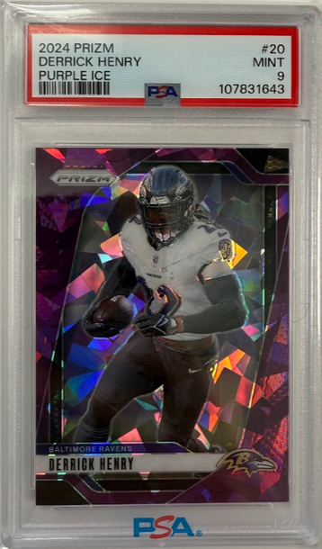 2024 Panini Prizm Derrick Henry Purple Ice /225 #20 PSA 9 Ravens