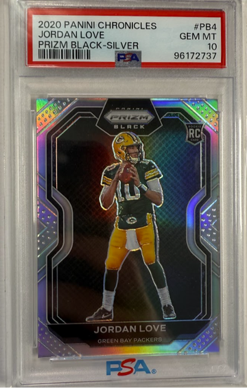 2020 Panini Prizm Black-Silver Jordan Love Rookie #PB4 PSA 10