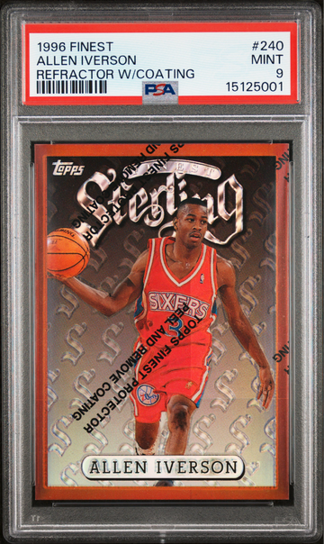 Allen Iverson 1996 Finest #240 Refractor w/ Coating Rookie RC PSA 9