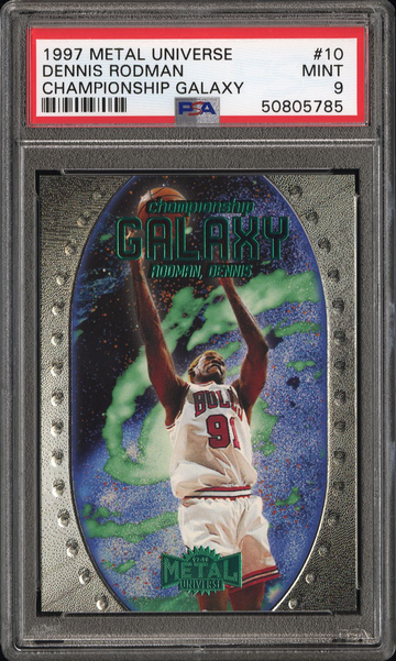 Dennis Rodman 1997 Metal Universe Championship Galaxy PSA 9