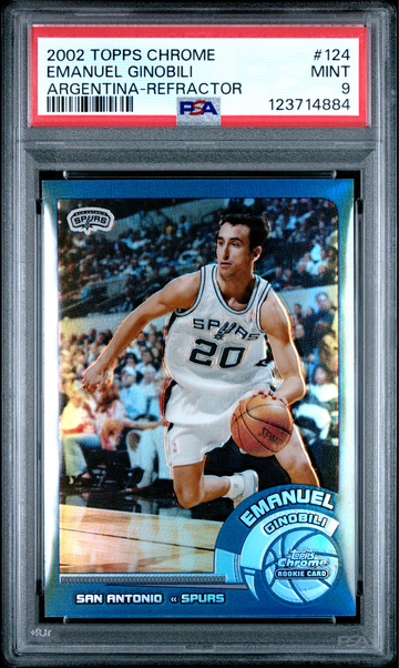 Manu Emanuel Ginobili 2002 Topps Chrome Refractor Argentina Rookie RC PSA 9