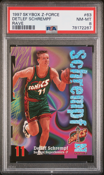 Detlef Schrempf 1997 Skybox Z-Force Rave /399 PSA 8
