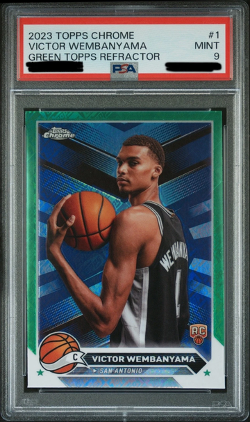 VICTOR WEMBANYAMA 2023-24 Topps Chrome RC Green Refractor Rookie #1 Spurs PSA 9