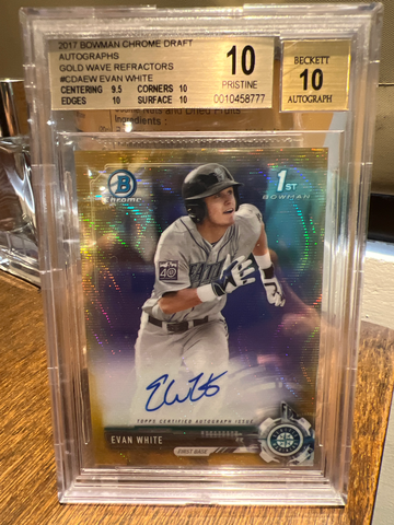 2017 Bowman chrome draft auto Evan White Gold wave refractor /50 BGS 10