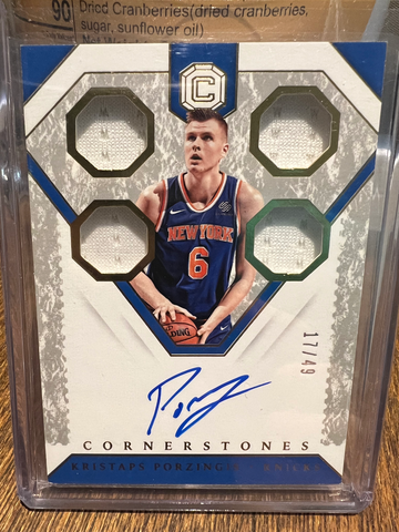 2017 cornerstones Kristaps Porzingis /49 Jersey on card auto 