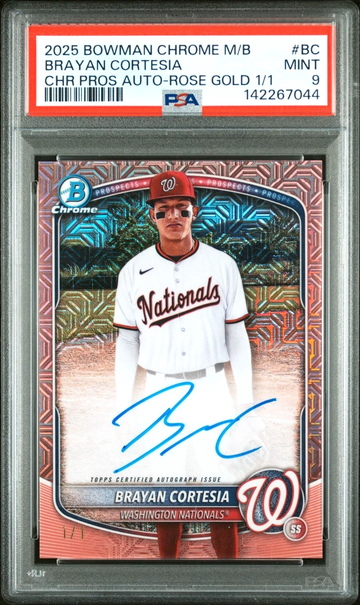 Brayan Cortesia 1/1 Auto PSA 9 2025 Bowman Chrome Mojo Rose Gold #BCP-211