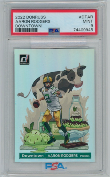 2022 Panini Donruss Aaron Rodgers Downtown SSP PSA 9 