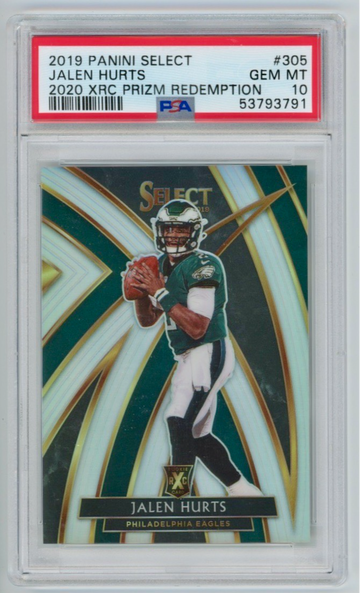 2019 Panini Select Jalen Hurts XRC Silver Prizm PSA 10 
