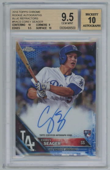 2016 Topps Chrome Corey Seager RC Auto /150 Blue Refractor BGS 9.5 10 