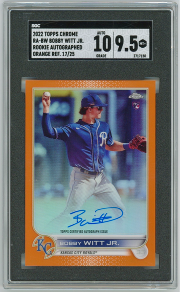 2022 Topps Chrome Bobby Witt Jr RC Auto /25 Orange Refractor SGC 9.5 10