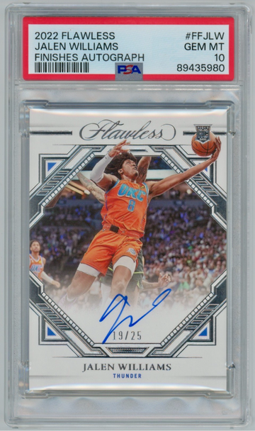 Jalen Williams RC Auto /25 PSA 10 2022-23 Panini Flawless Finishes Rookie