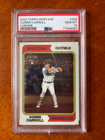 2023 Topps heritage chrome Corbin Carroll /999 psa 10