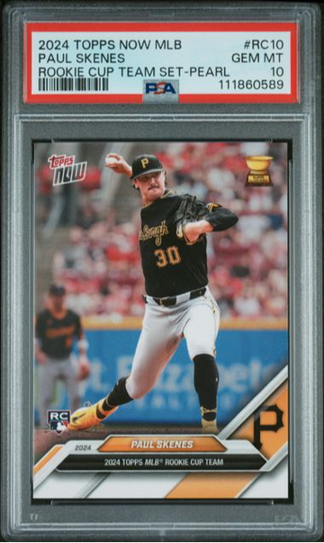 2024 TOPPS NOW MLB RC CUP TEAM SET PEARL #RC10 PAUL SKENES ROOKIE RC PSA 10