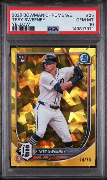 2025 BOWMAN CHROME TREY SWEENEY YELLOW #/75 