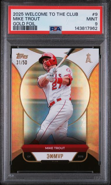 2025 TOPPS WELCOME TO THE CLUB 3X MVP MIKE TROUT GOLD FOIL