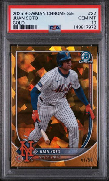 2025 Bowman Chrome Juan Soto /50 Sapphire Gold Refractor