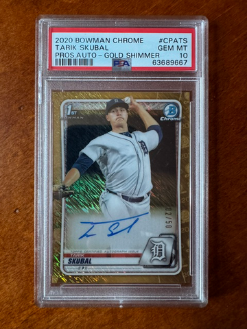 Tarik Skubal 2020 Bowman Chrome Gold Refractor Auto /50 