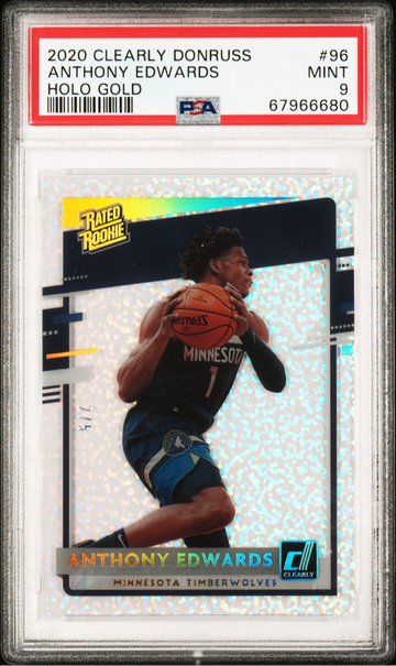 2020 Clearly Donruss Anthony Edwards Rookie Holo Gold /5 PSA 9