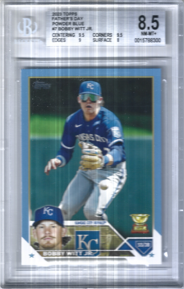 2023 Topps Series 1 #7 Bobby Witt Fathers Day Blue /50 BGS 8.5