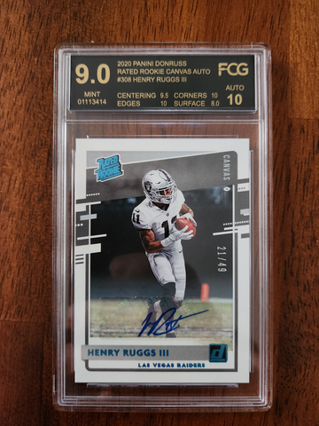 2020 Donruss rated rookie canvas Auto Henry ruggs III 