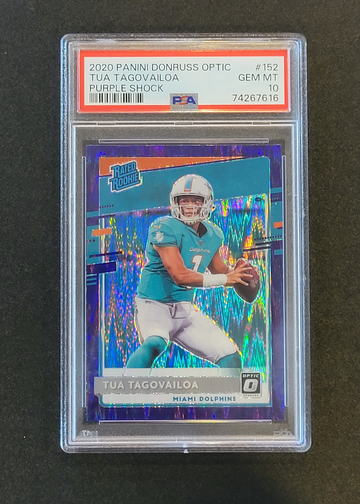 2020 Donruss Optic TUA TAGOVAILOA Rated Rookie Purple Shock Prizm #152 Dolphins RC Gem Mint PSA 10