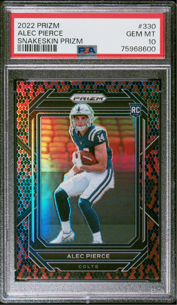2022 Prizm Alec Pierce Snakeskin Prizm RC PSA 10 case hit POP 1!