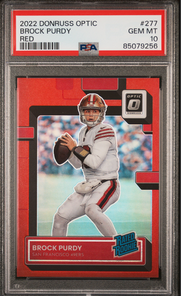 2022 Donruss Optic Brock Purdy Rated Rookie Red Prizm 35/99 PSA 10! POP 24!