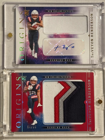 2025 Treveyon Henderson 2 Card Rookie Lot including RPA and 4-Color Patch