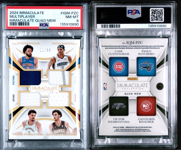 2024 PANINI IMMACULATE COLLECTION IMMACULATE QUAD MEM Cade Cunningham, Wemby, Banchero Risacher 11/99