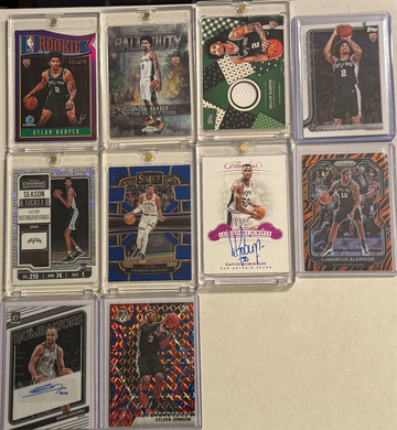 San Antonio Spurs 11 Card Lot: Dylan Harper, Wembanyama, 2 Legend autos and CASE HIT READ