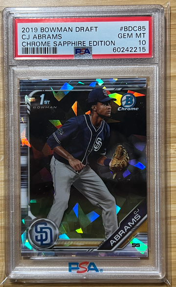 2019 Bowman Chrome Sapphire CJ Abrams RC PSA 10
