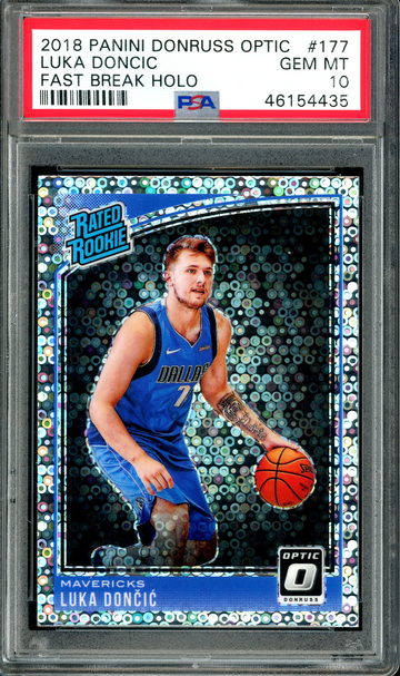 2018 Luka Doncic Rookie Fast Break Holo PSA 10