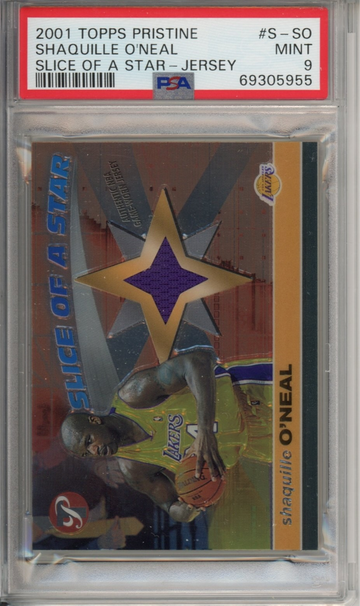 2001 Topps Pristine Slice of a Star Shaquille O'Neal PSA 9