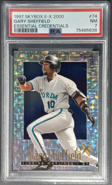 1997 Skybox EX 2000 Gary Sheffield #74 Essential Credentials #d /299 PSA 7 NM