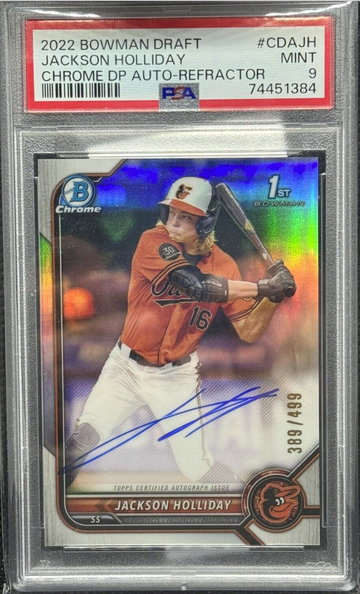 2022 Bowman Chrome Draft Picks Jackson Holliday Auto Refractor #/499 PSA 9