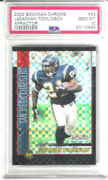 2002 Bowman Chrome LaDainian Tomlinson Xfractor /250 PSA 10