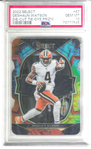 2022 Panini Select Deshaun Watson Tie Dye Die Cut /25 PSA 10
