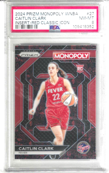 2024 Panini Prizm Monopoly WNBA Caitlin Clark Rookie Red Icon PSA 8