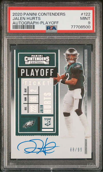 Jalen Hurts 2020 Contenders Playoff /99 Auto PSA 9 AUTO Rookie RC POP 9