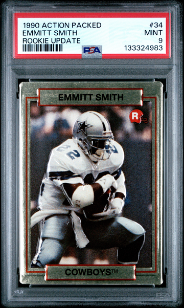 1990 Action Packed Emmitt Smith PSA 9 RC rookie card Dallas Cowboys
