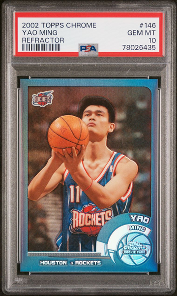 2002 TOPPS CHROME YAO MING #146 REFRACTOR PSA 10 ROOKIE RC CARD LOW POP