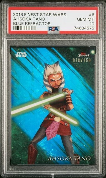 2018 Topps Star Wars Finest AHSOKA TANO #6 Blue Refractor /150 PSA 10 GEM MINT