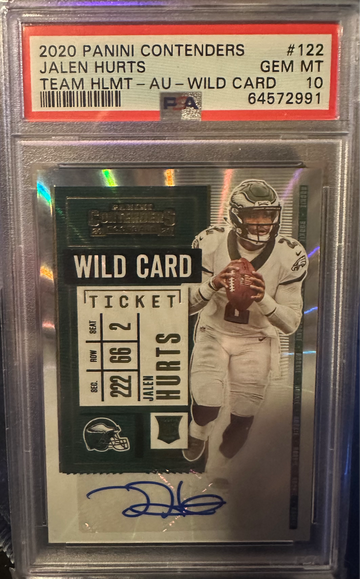 2020 Panini Contenders Jalen Hurts Wild Card Rookie Ticket PSA 10