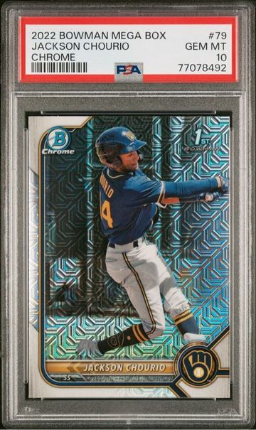 2022 Bowman #BCP79 Jackson Chourio Mega Box Mojo Prospect 1st Bowman PSA 10