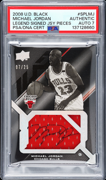2008 MICHAEL JORDAN UPPER DECK BLACK LEGEND SIGNED JERSEY PIECES /25 PSA AUTHENTIC