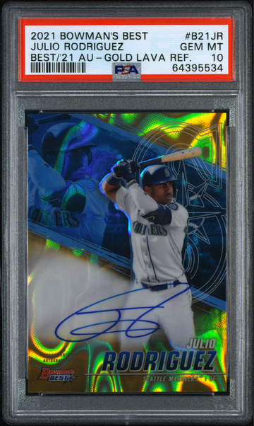 2021 Bowman's Best JULIO RODRIGUEZ Gold Lava Refractor AUTO #/75 PSA 10