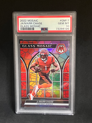2022 Panini Mosaic Football Glass Mosaic Ja’marr Chase PSA 10